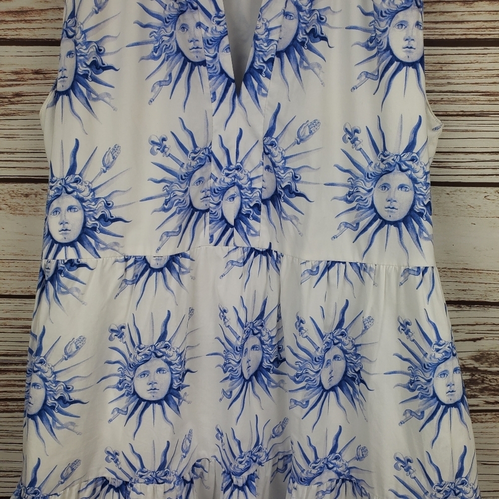 Amanda Uprichard Womens Small White/Blue Soleil Sun Print Connolly Mini Dress - Picture 4 of 11